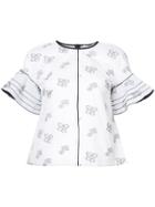 Derek Lam 10 Crosby Ruffle Sleeve Top - White