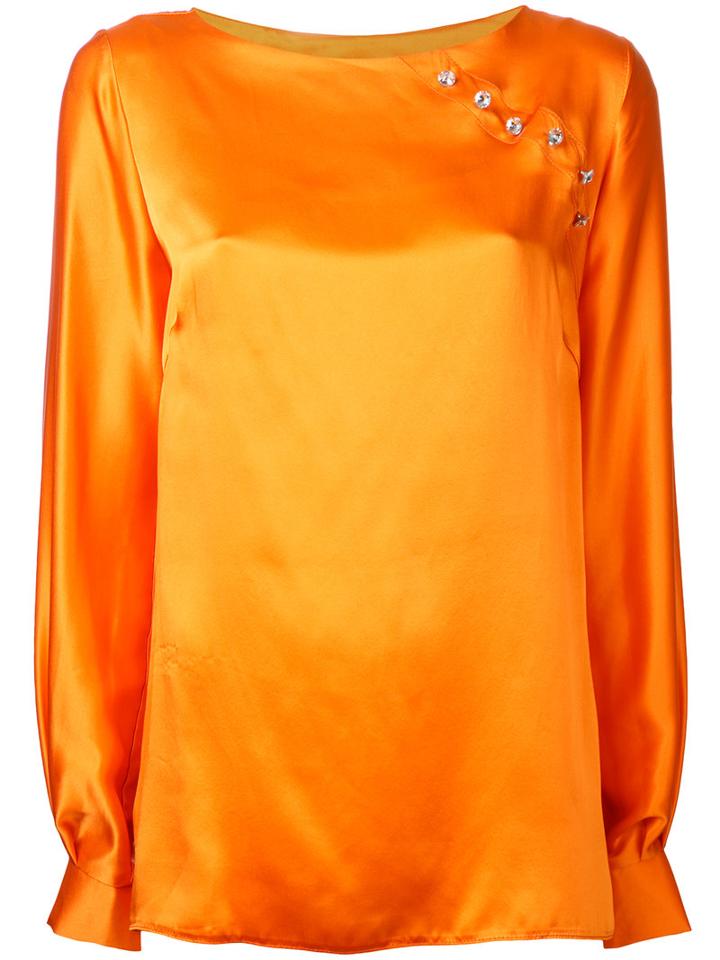 N Duo Embellished Blouse, Women's, Size: 36, Yellow/orange, Silk