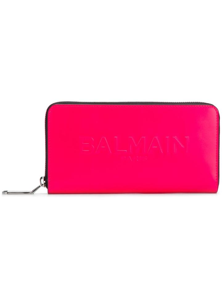 Balmain Continental Zip Around Wallet - Pink & Purple