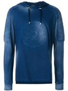 Balmain Logo Patch Hooded Sweatshirt - Blue