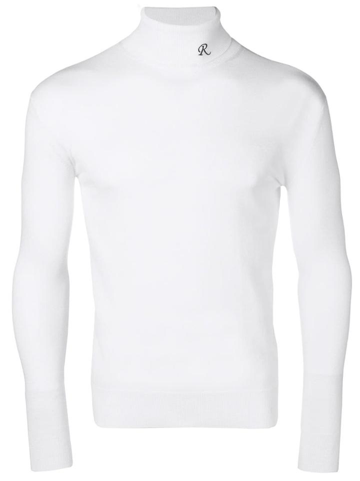 Raf Simons Embroidered Logo Roll Neck Sweater - White