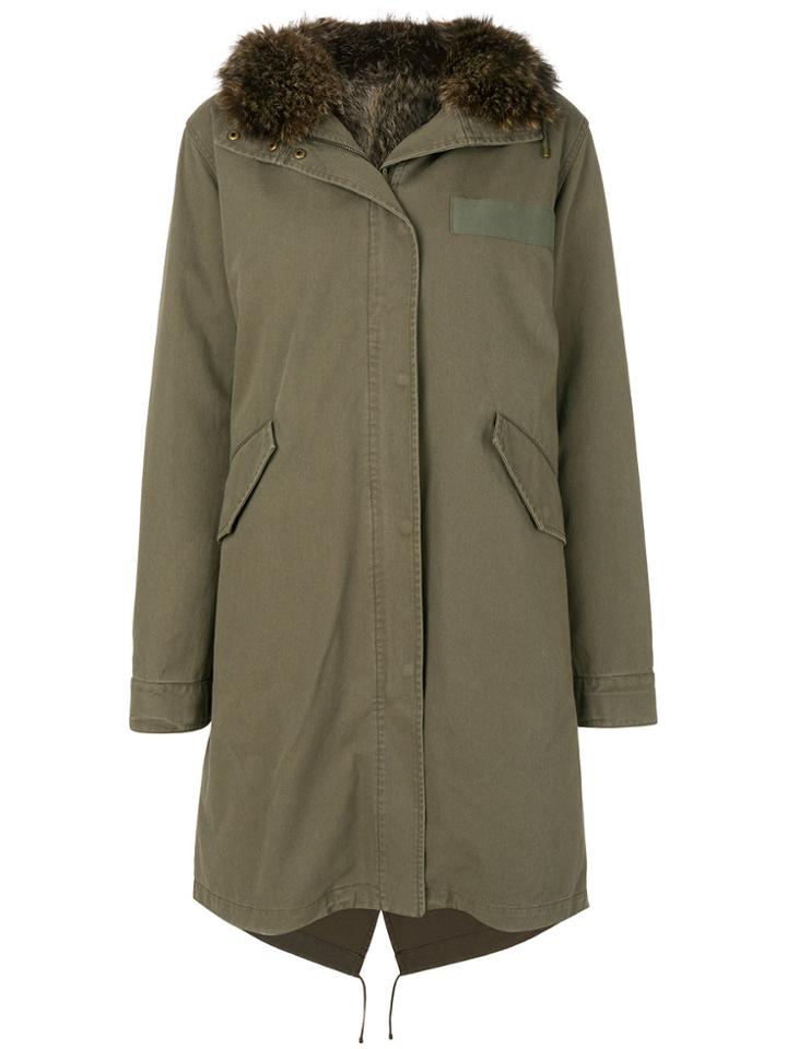 Yves Salomon Army Fur-trim Parka Coat - Green