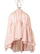 Plein Sud - Halterneck Top - Women - Silk - 36, Pink/purple, Silk