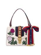 Gucci Sylvie Embroidered Small Shoulder Bag - White