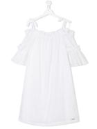 Msgm Kids Broderie Anglaise Cold Shoulder Dress - White