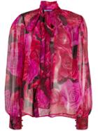 Blumarine Floral Print Bow Tie Blouse - Pink