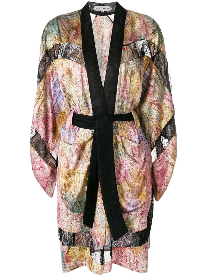 Mumofsix Lace-trimmed Printed Kimono Dress - Multicolour