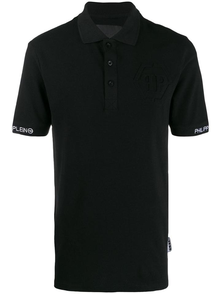 Philipp Plein Embroidered Logo Polo Shirt - Black