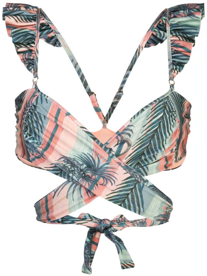 Patbo Ruffle Strap Wrap Top - Green