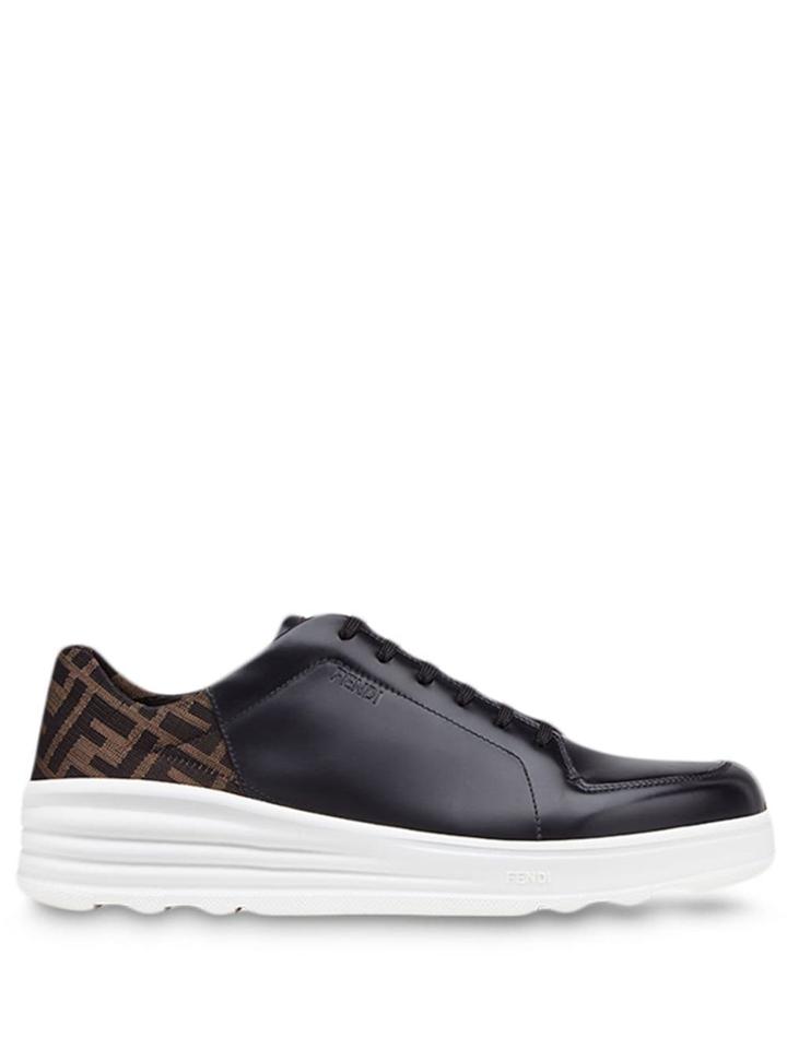 Fendi Ff Motif Lace-up Sneakers - Black