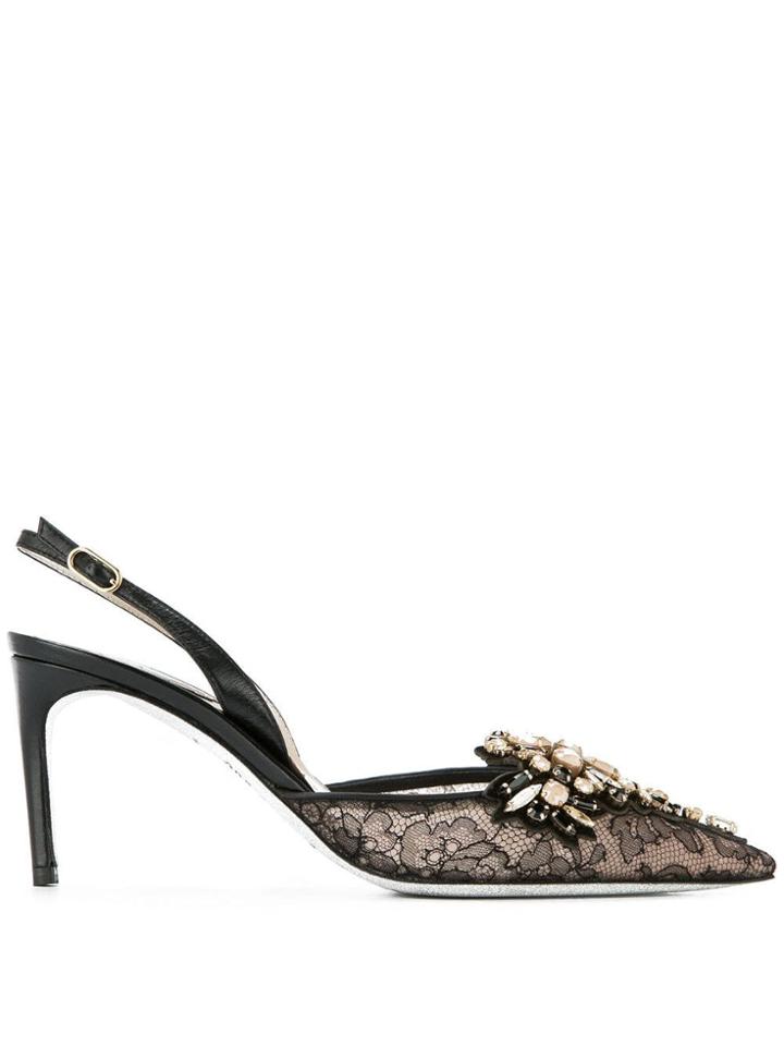 René Caovilla Austina Slingback Pumps - Black