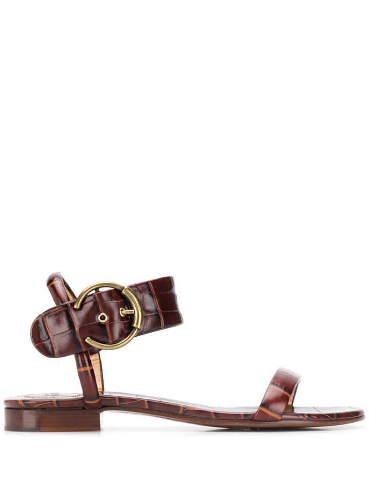 Chloé Embossed Sandals - Brown