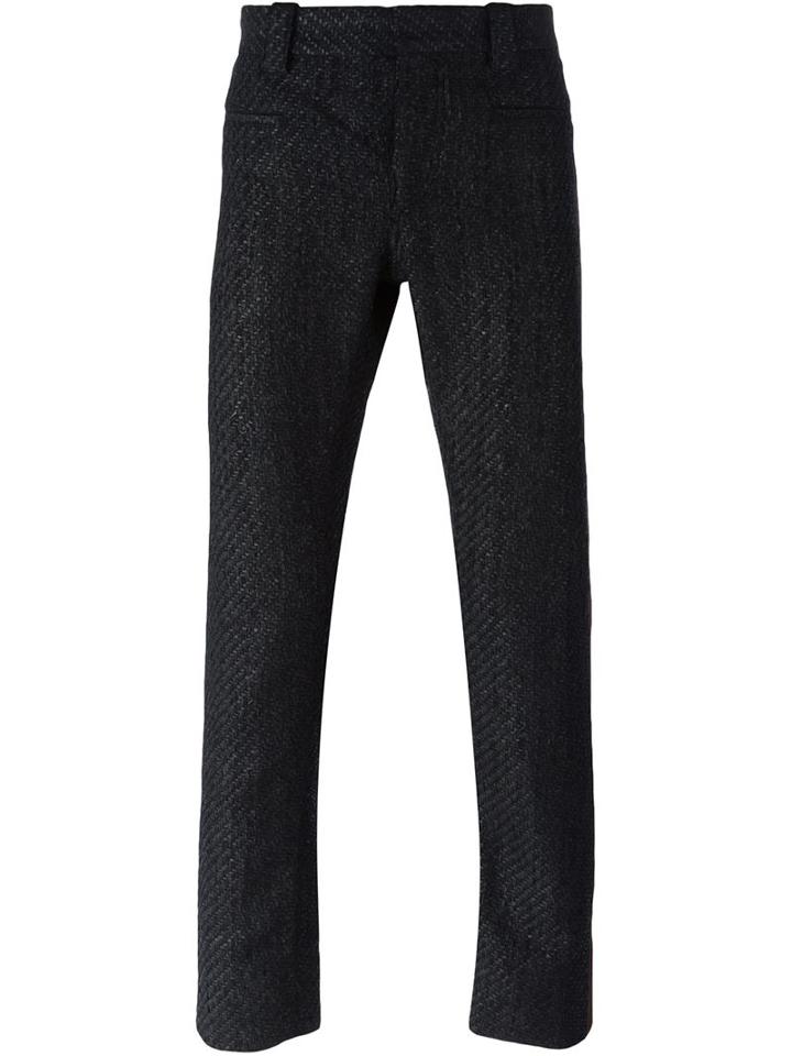 Haider Ackermann Straight Leg Trousers, Men's, Size: Medium, Black, Cotton/acrylic/wool
