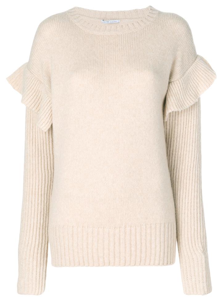 Agnona Ruffle Detail Jumper - Nude & Neutrals