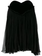Saint Laurent Plissé Babydoll Mini Dress - Black