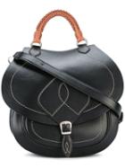 Maison Margiela Braided Top Handle Saddle Bag, Women's, Black, Leather