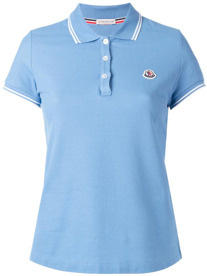 Moncler Striped Trim Polo Shirt - Blue