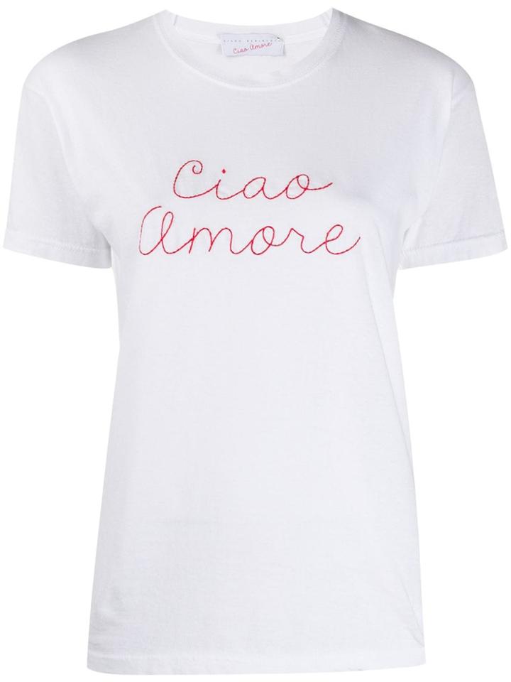 Giada Benincasa 'ciao Amore' Embroidered T-shirt - White