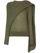 Rejina Pyo Draped-scarf Knitted Sweater - Green