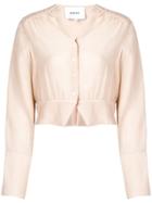 Nanushka V-neck Ruched Cardigan - Neutrals