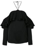 Emilio Pucci - Cold Shoulder Frill Top - Women - Silk/rayon - 40, Black, Silk/rayon