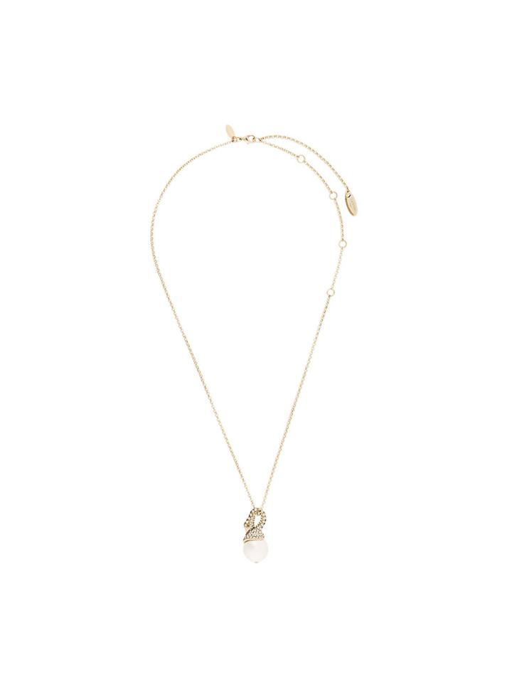 Lanvin Short Embellished Swan Necklace - Metallic