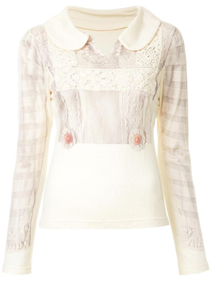 Comme Des Garçons Pre-owned Crochet Appliquée Blouse - Neutrals