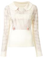 Comme Des Garçons Pre-owned Crochet Appliquée Blouse - Neutrals
