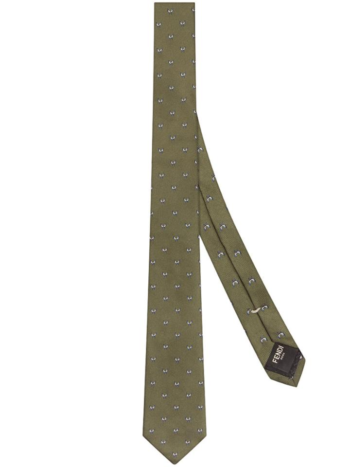 Fendi Bag Bugs-patterned Logo Tie - Green