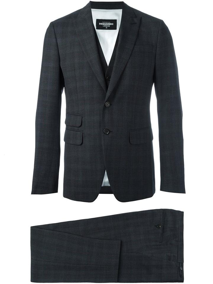 Dsquared2 'milano' Three-piece Suit, Men's, Size: 52, Grey, Cotton/polyester/viscose/virgin Wool