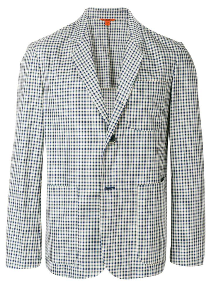 Barena Checkered Pattern Blazer - Blue