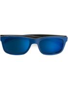 Gold And Wood Mirror Sunglasses - Blue