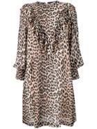 Ganni Leopard Print Dress - Neutrals