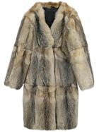 Liska Mid-length Fur Coat - Nude & Neutrals