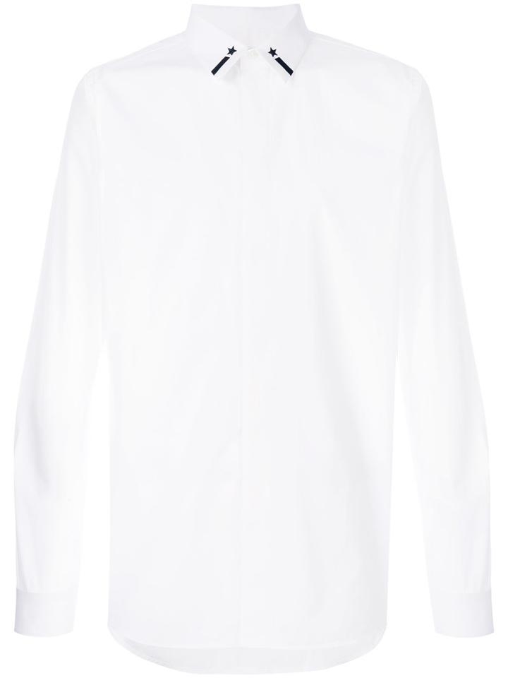 Givenchy - Star And Stripe Embroidered Shirt - Men - Cotton/polyester - 39, White, Cotton/polyester