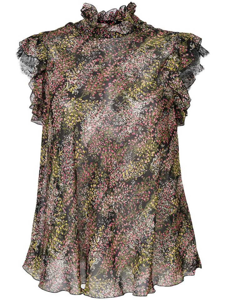 Giambattista Valli Frilled Sleeve Floral Blouse - Multicolour