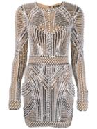 Balmain Embellished Mini Dress - Metallic
