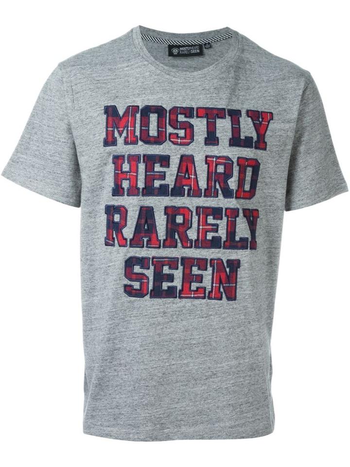 Mostly Heard Rarely Seen Embroidered Logo Patch T-shirt, Men's, Size: S, Grey, Cotton