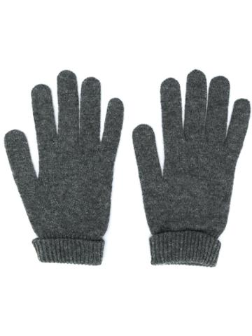 Lamberto Losani Ribbed Knit Detail Gloves - Grey