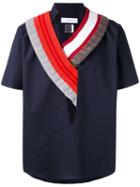 Facetasm Knitted Collar Shirt, Men's, Size: 4, Blue, Cotton