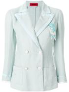 The Gigi Unstructured Double-breasted Blazer - Blue