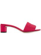 Fendi Embossed Logo Sandals - Red