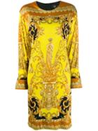 Versace Barocco Print Long-sleeved Dress - Yellow