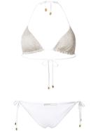 Gentry Portofino Triangle Lurex Bikini Top - Nude & Neutrals