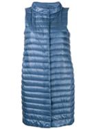 Herno - Mid-length Padded Gilet - Women - Cotton/feather Down/polyamide/acetate - 46, Blue, Cotton/feather Down/polyamide/acetate