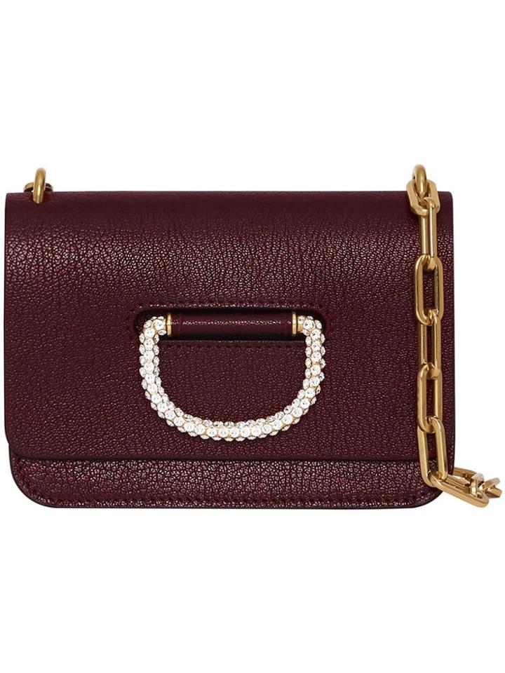 Burberry The Mini Leather Crystal D-ring Bag - Red