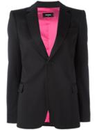 Dsquared2 Curved Lapel Button Blazer, Women's, Size: 42, Black, Virgin Wool/spandex/elastane/polyester/viscose