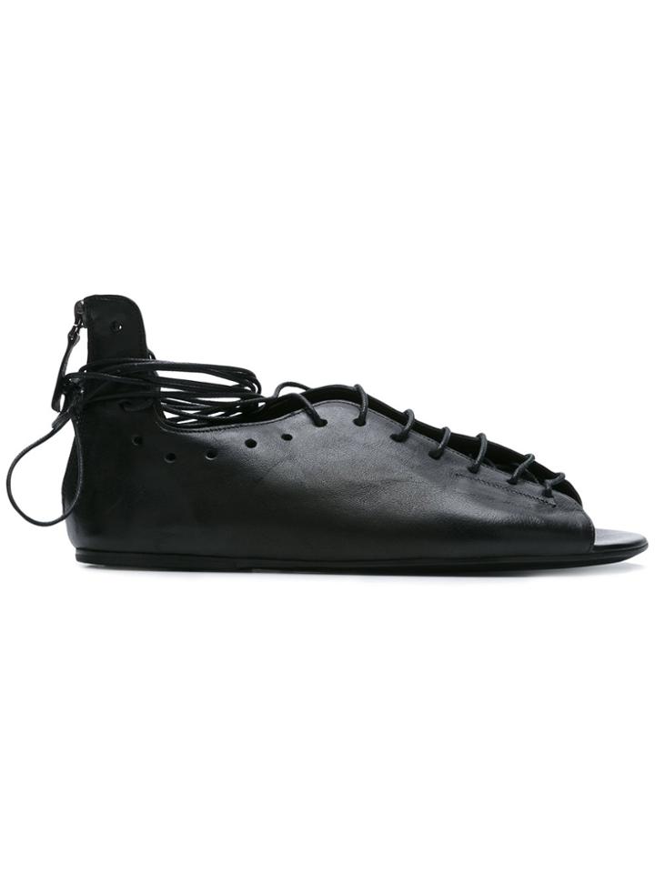 Marsèll Lace-up Flat Sandals - Black