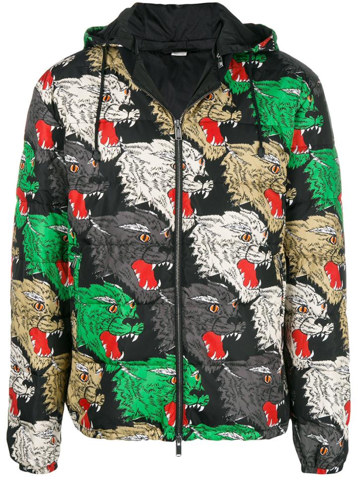 Gucci Panther Print Padded Coat - Black
