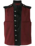 Ann Demeulemeester Epaulette Detail Waistcoat, Men's, Size: Small, Red, Cotton/virgin Wool/nylon/cotton